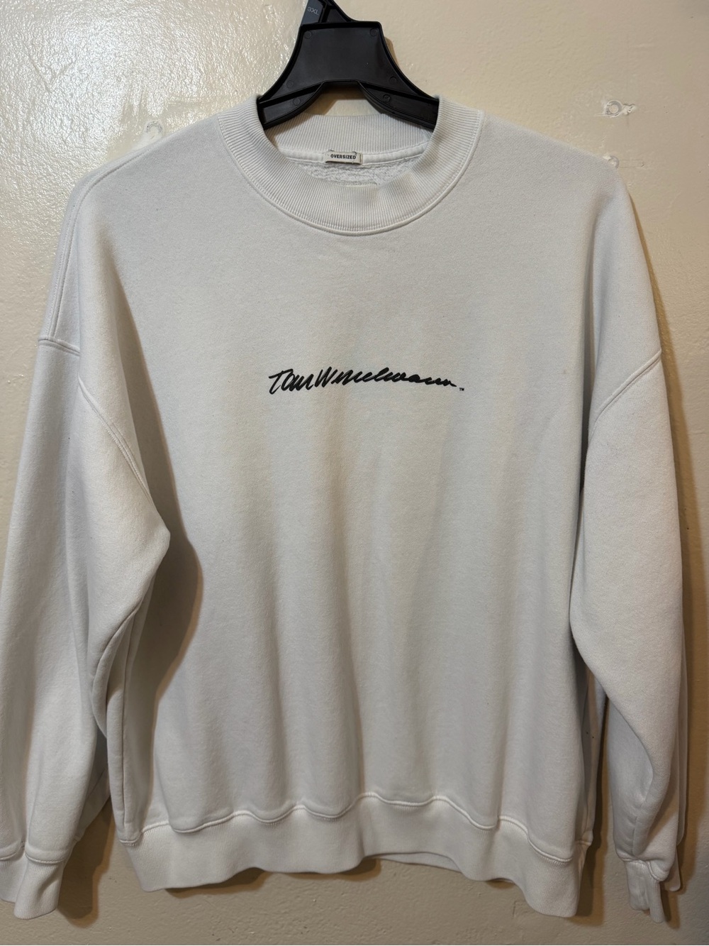 Abercrombie & Fitch Cream Crewneck with Black Script Logo